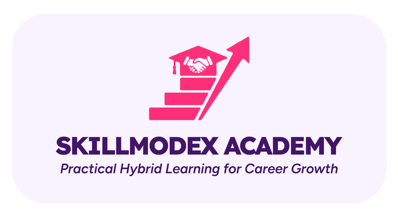 Vertical mark logo with tagline - Skillmodex