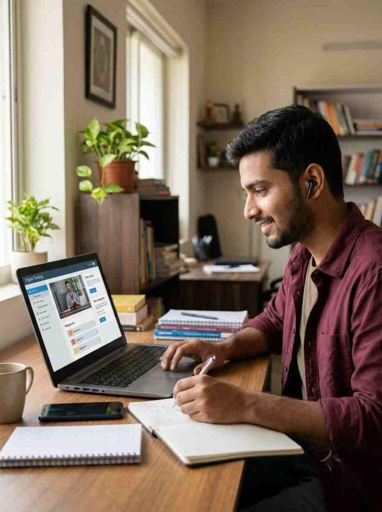 Ai generated image of student studying in online by buying the courses - Skillmodex Academy